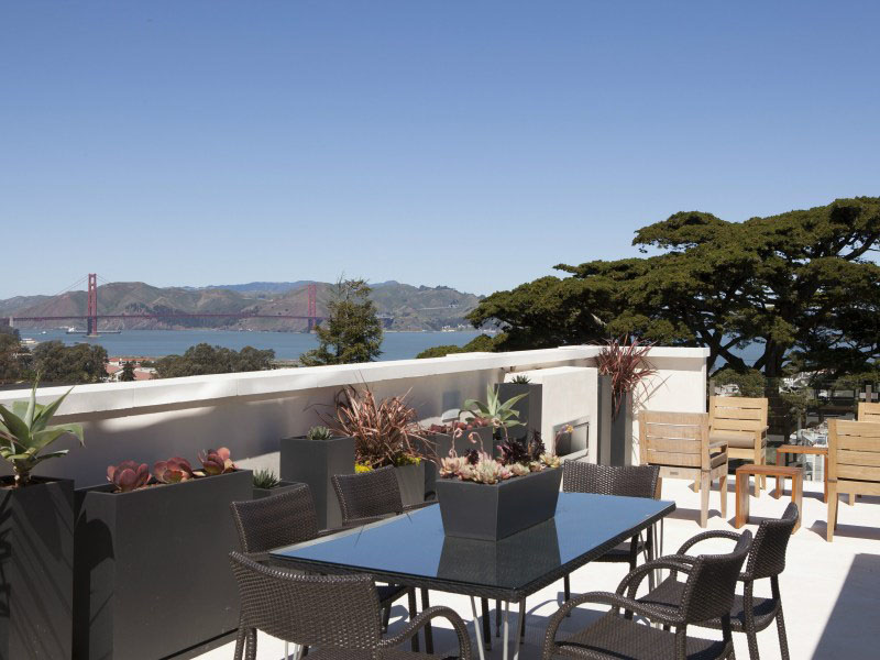 Terrace with view of Golden Gate Bridge
