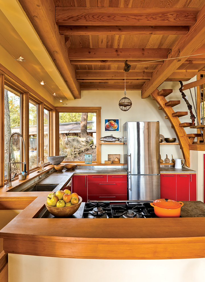 Red IKEA Kitchen in Country House