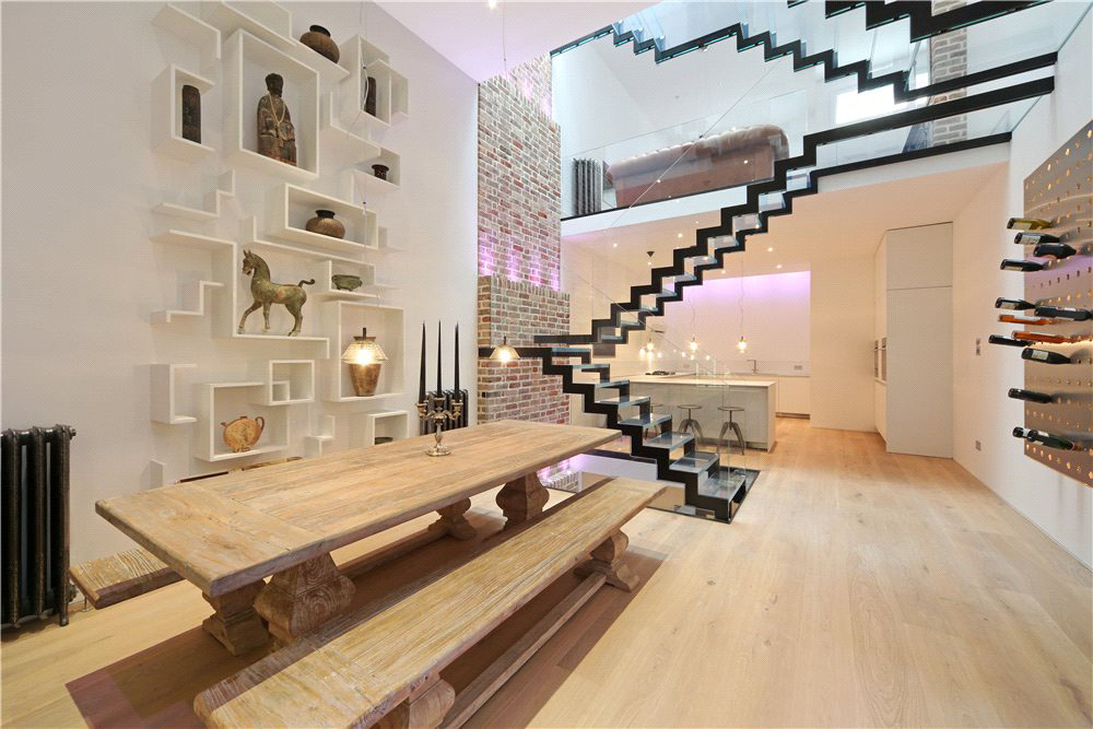 Modern Interior with Floating Glass Staircase
