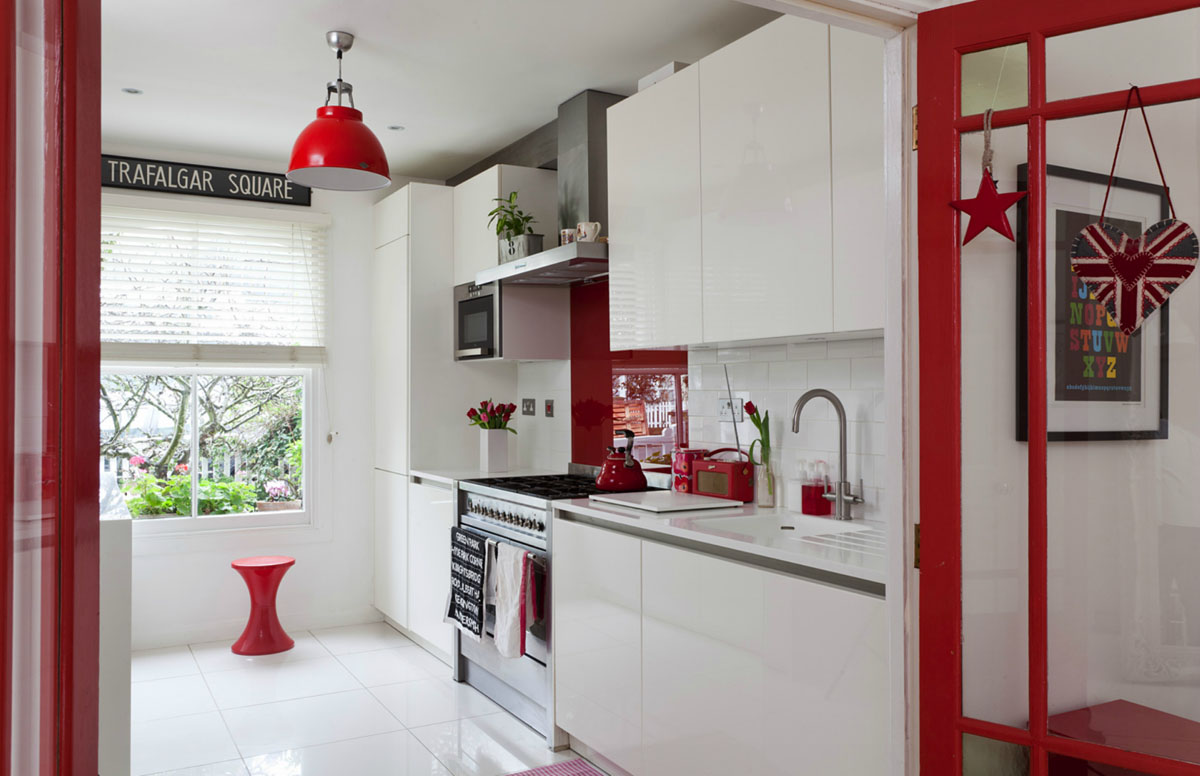 Modern Red and White Kitchen