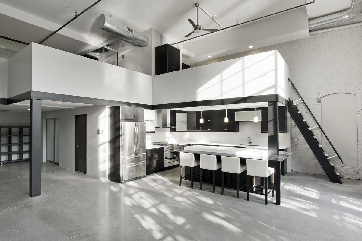 High ceilings industrial loft apartment