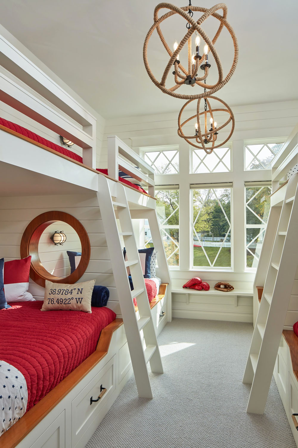 Beach Style Coastal Theme Children’s Bunk Bedroom