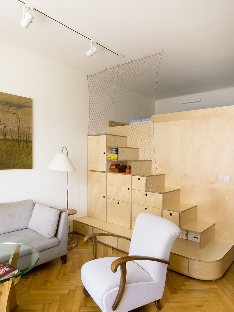 Sleeping Loft with Storage Under the Stairs