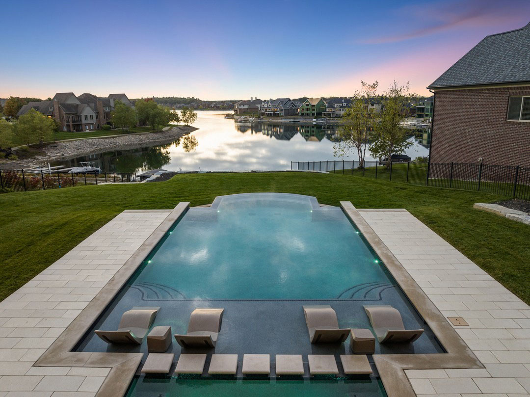 Infinity-Edge Pool and Spa with Lake View