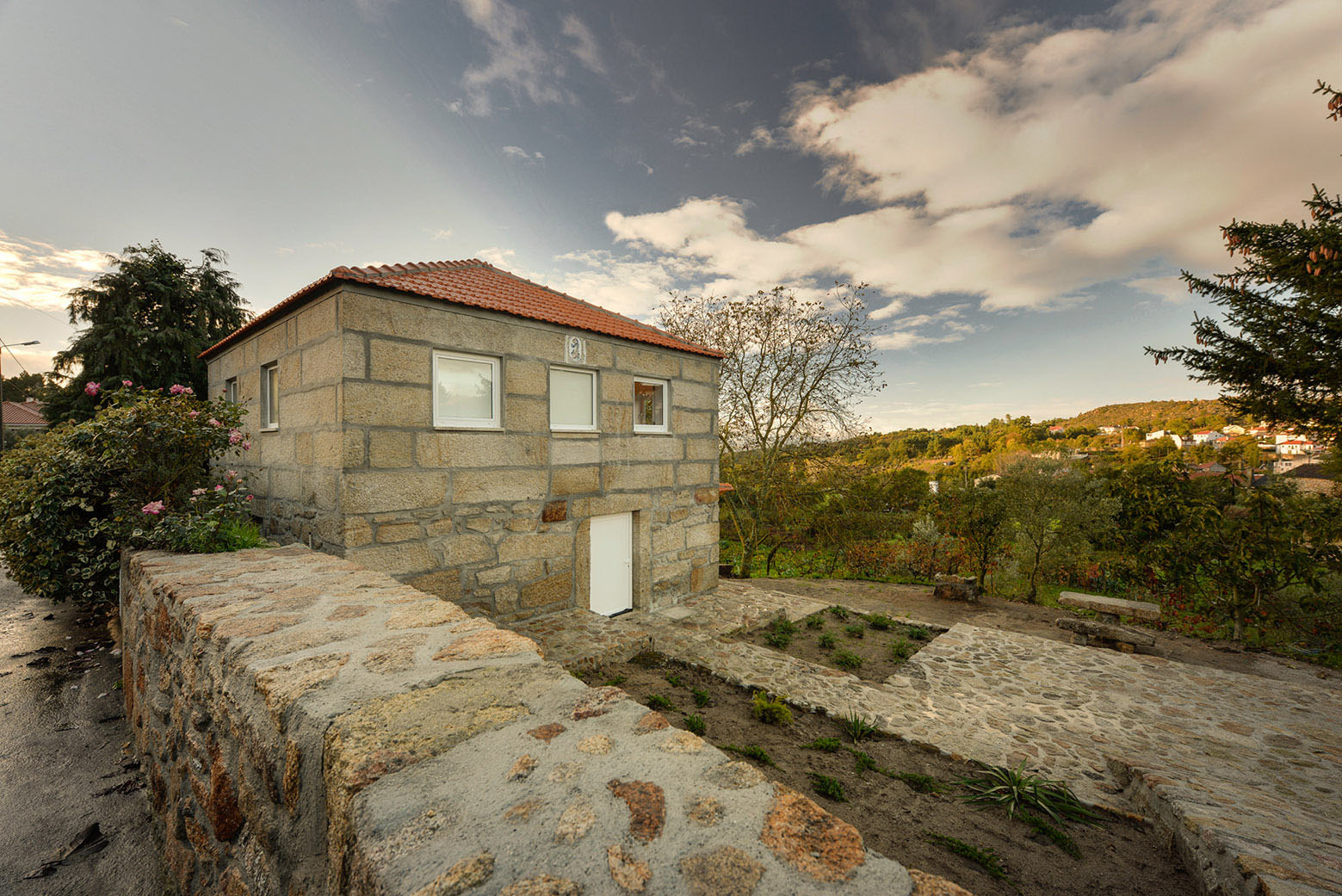 Old Country Stone House with Modern Wood Structure