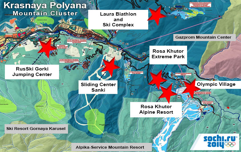 Sochi Olympics Krasnaya Polyana Mountain Cluster Map