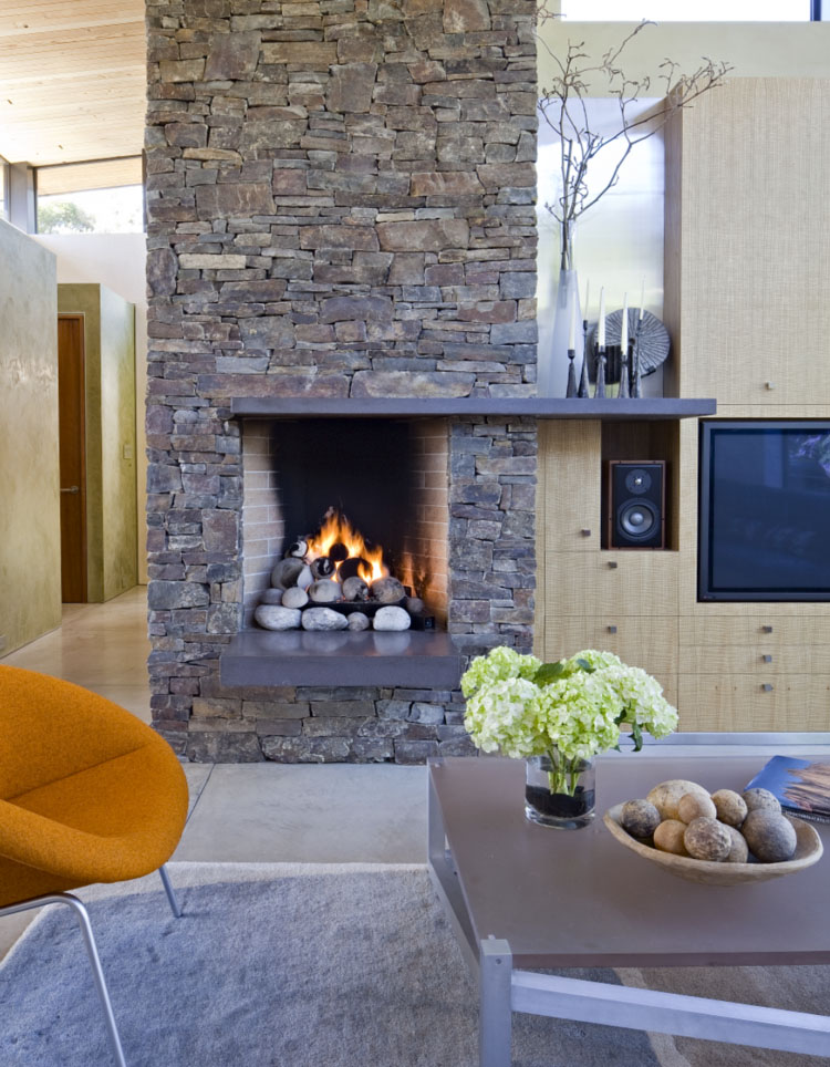 Modern Stone Fireplace