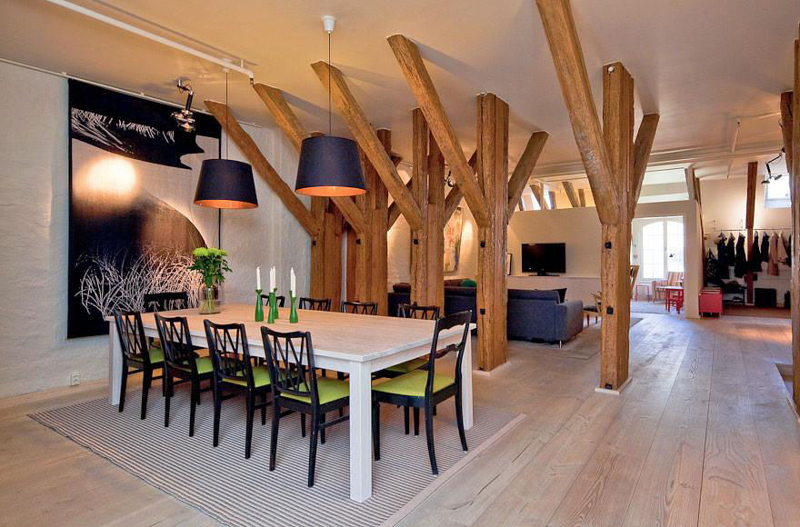 Attic Apartment with Wood beams