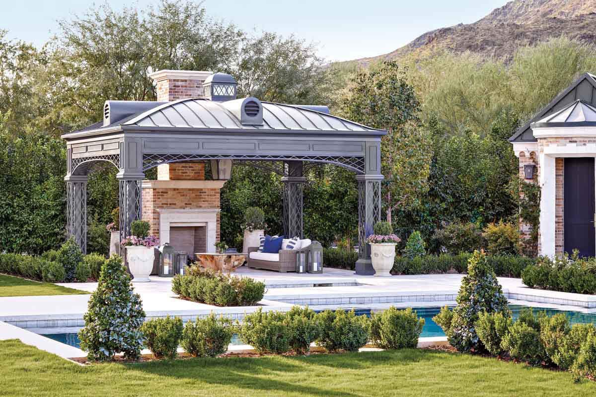 Poolside Pavilion with Ceramic Fireplace