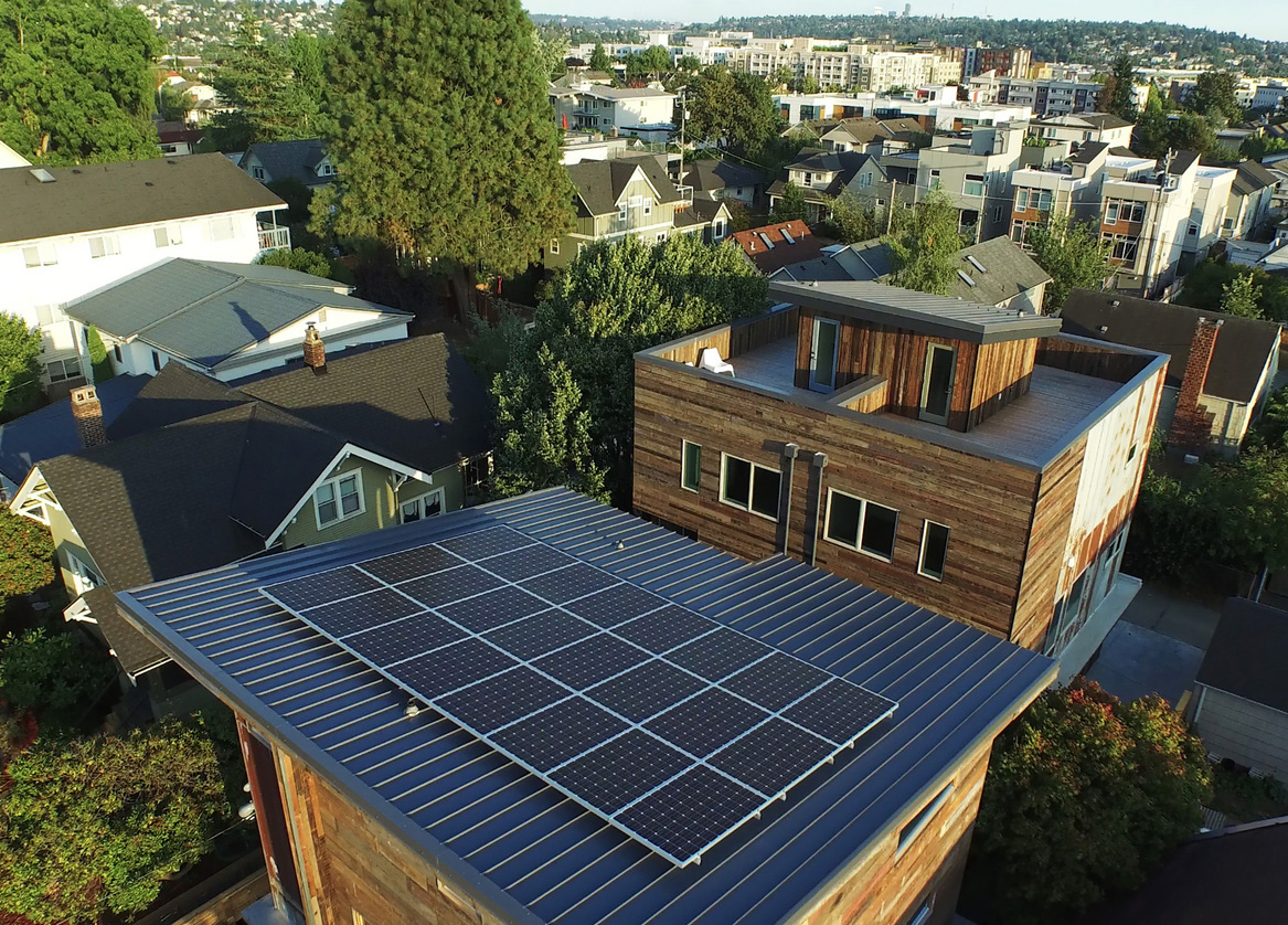 photovoltaic solar panels on the roof