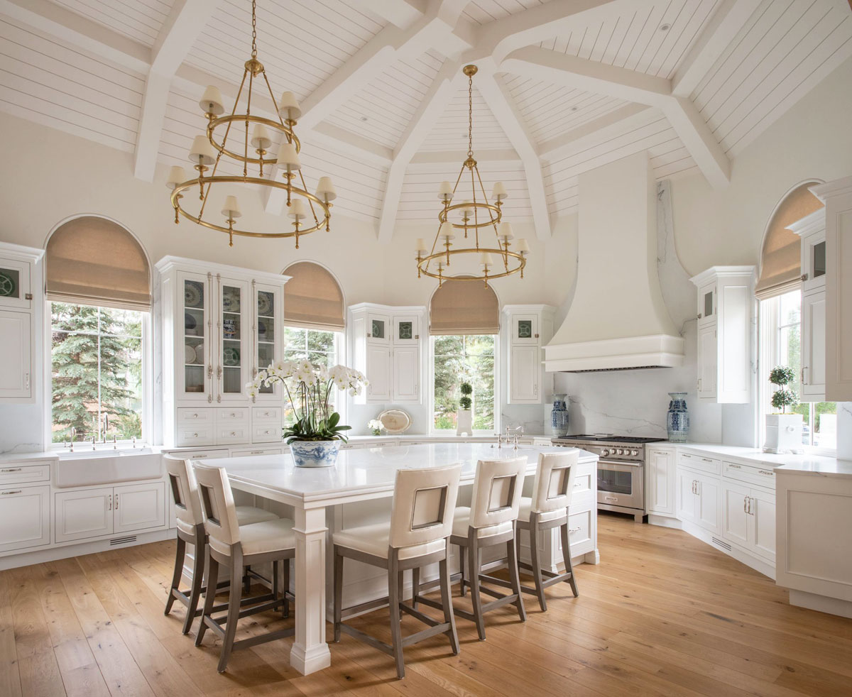 All-White Double-Height French Country Kitchen