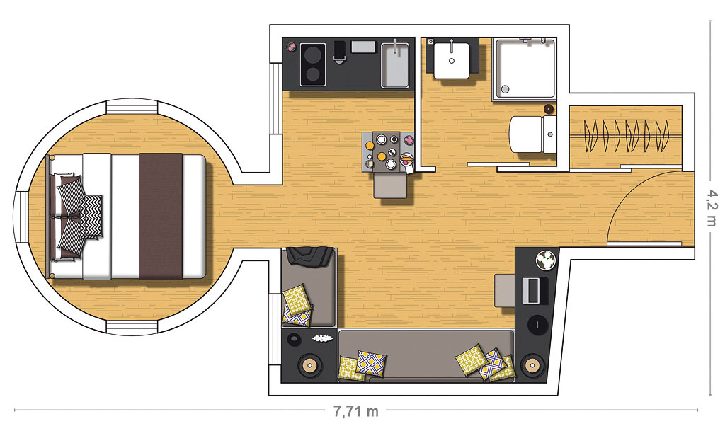 Charming Tiny Attic Apartment With Unique Layout | iDesignArch