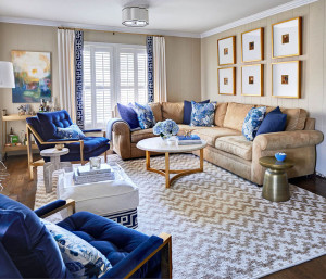 Blue Accented Living Room Decor