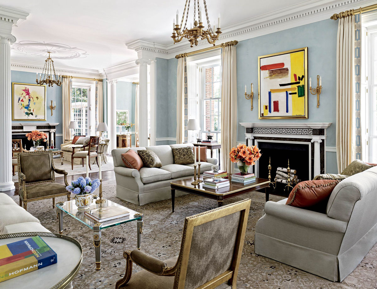 Living Room with Ionic Columns