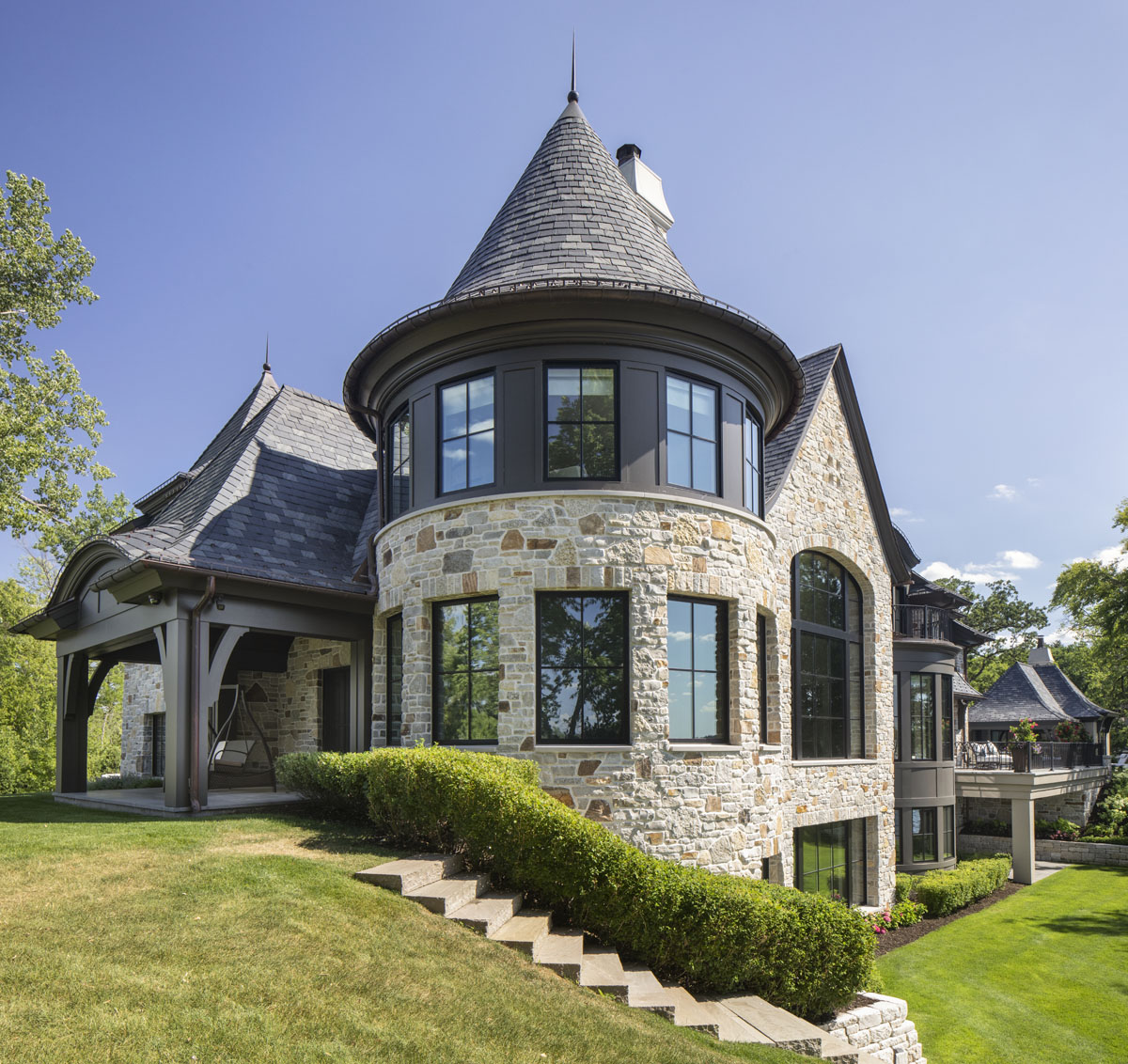 Luxury Home Round Stone Tower