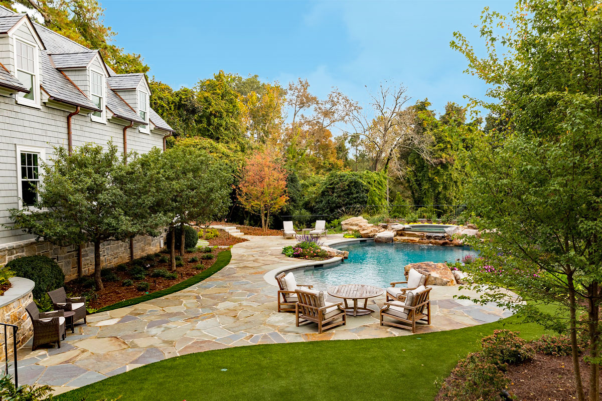 Outdoor Terrace with Freeform Swimming Pool