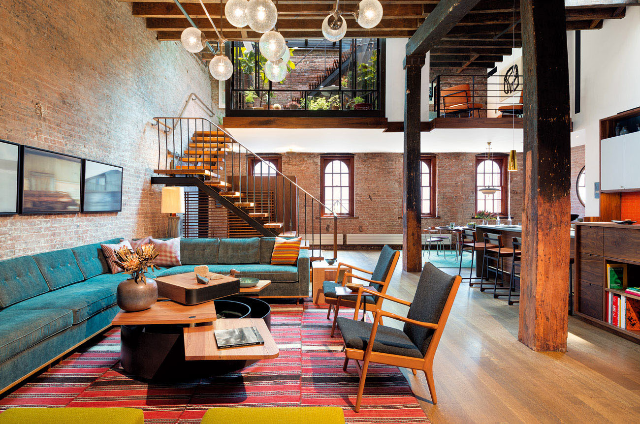 Tribeca Warehouse Loft With Modern Mid-Century Decor