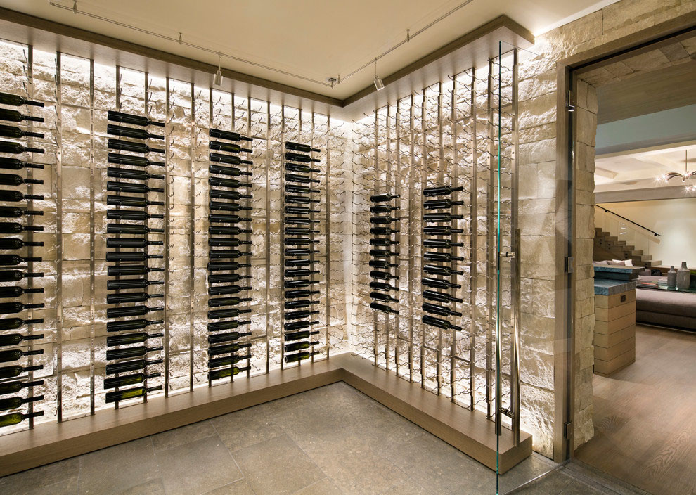 Modern Wine Cellar with Stone Walls