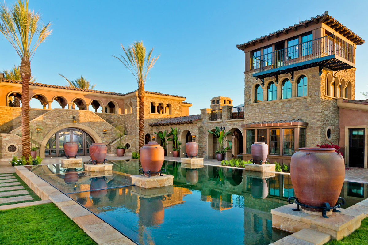 Tuscan Stone House Pool Courtyard