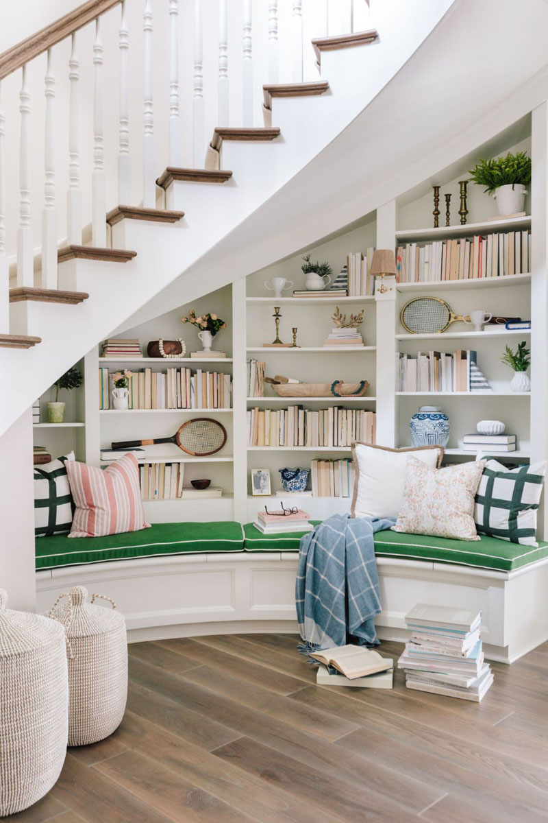 Southern Style Home Secret Staircase Reading Nook