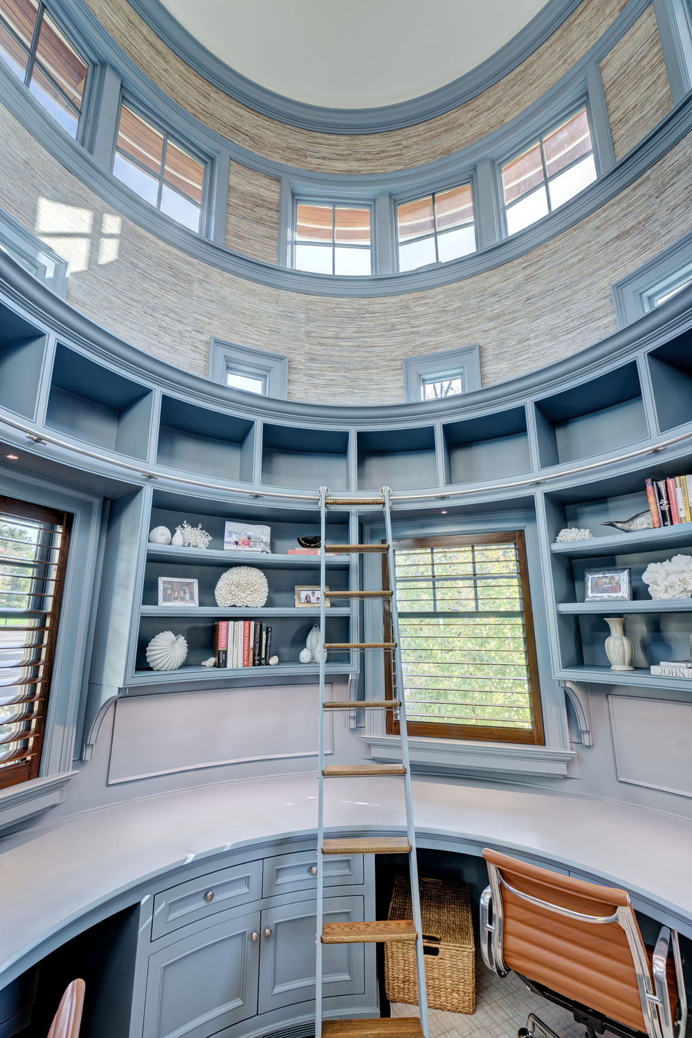 Double-Height Circular Home Library