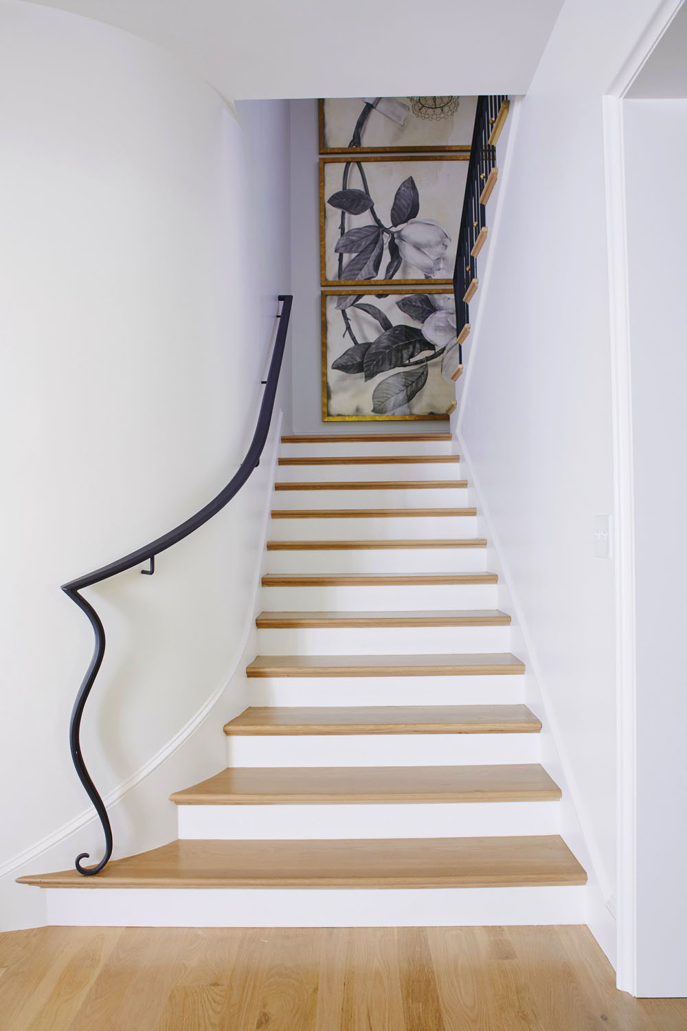 Curvy Stairs with Custom Wrought Railing