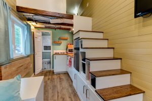 Tiny House Interior with Staircase