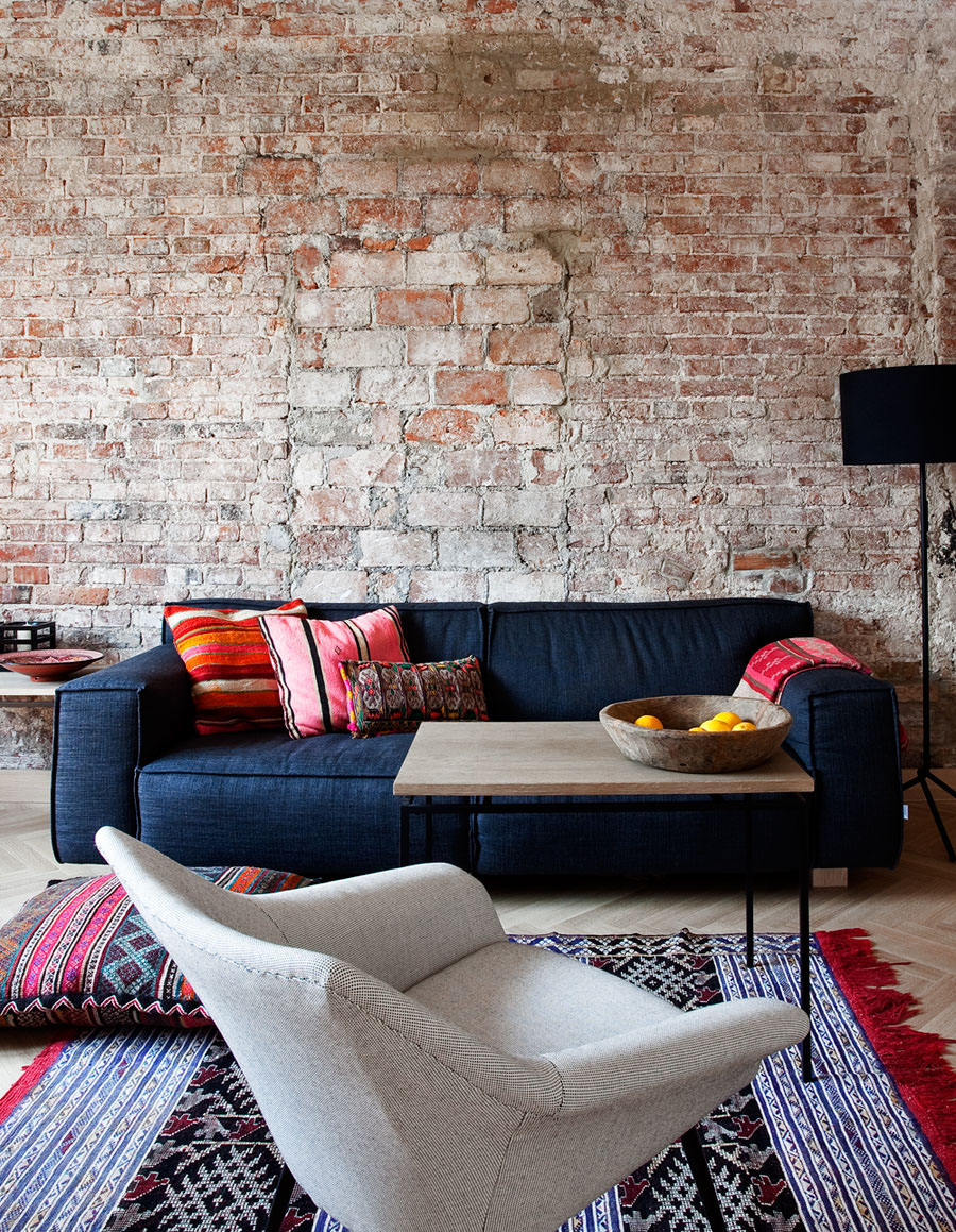 Apartment With Stylish Brick Wall