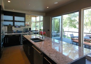 Kitchen with water view