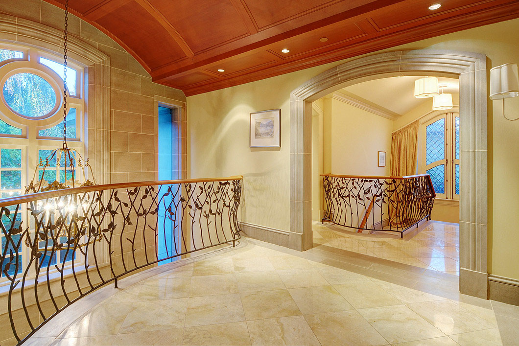 Mansion Interior Limestone Walls and Mahogany Ceiling