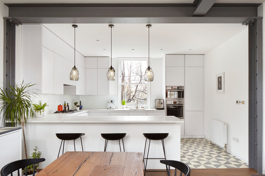 Renovated Modern White Apartment Kitchen