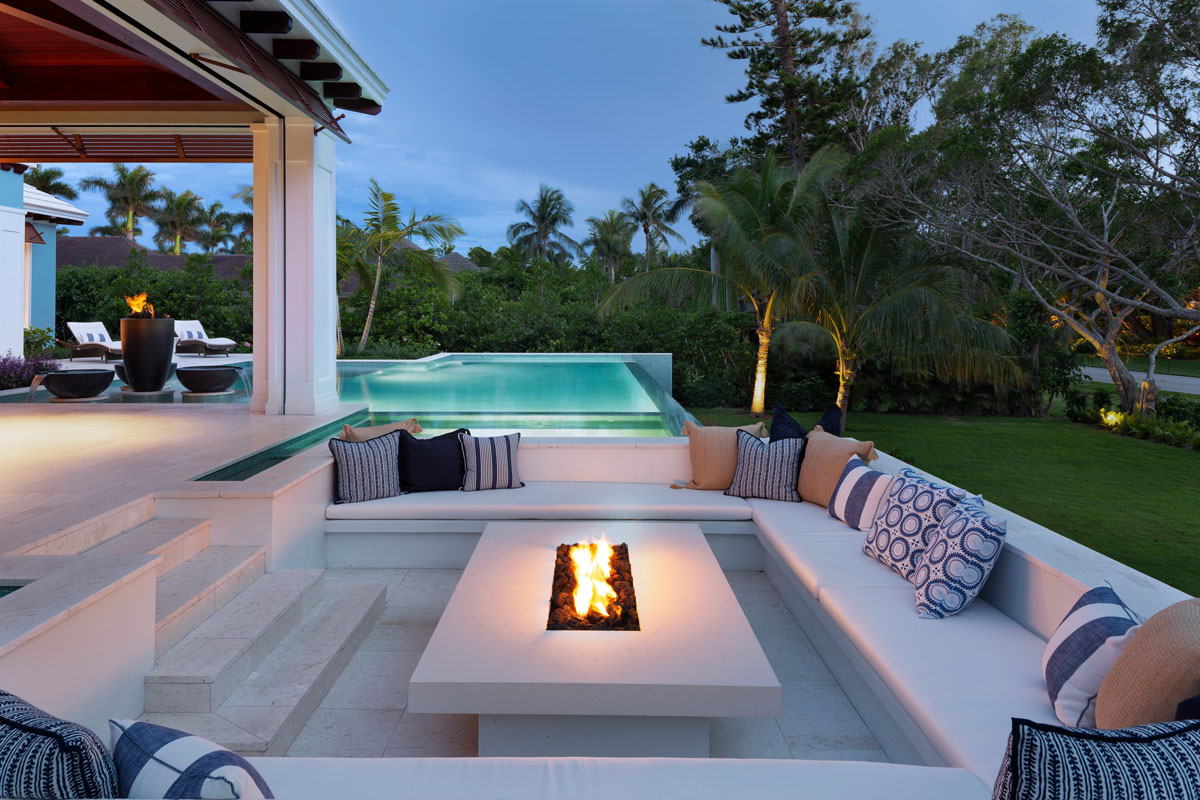 Poolside Sunken Seating with Firepit