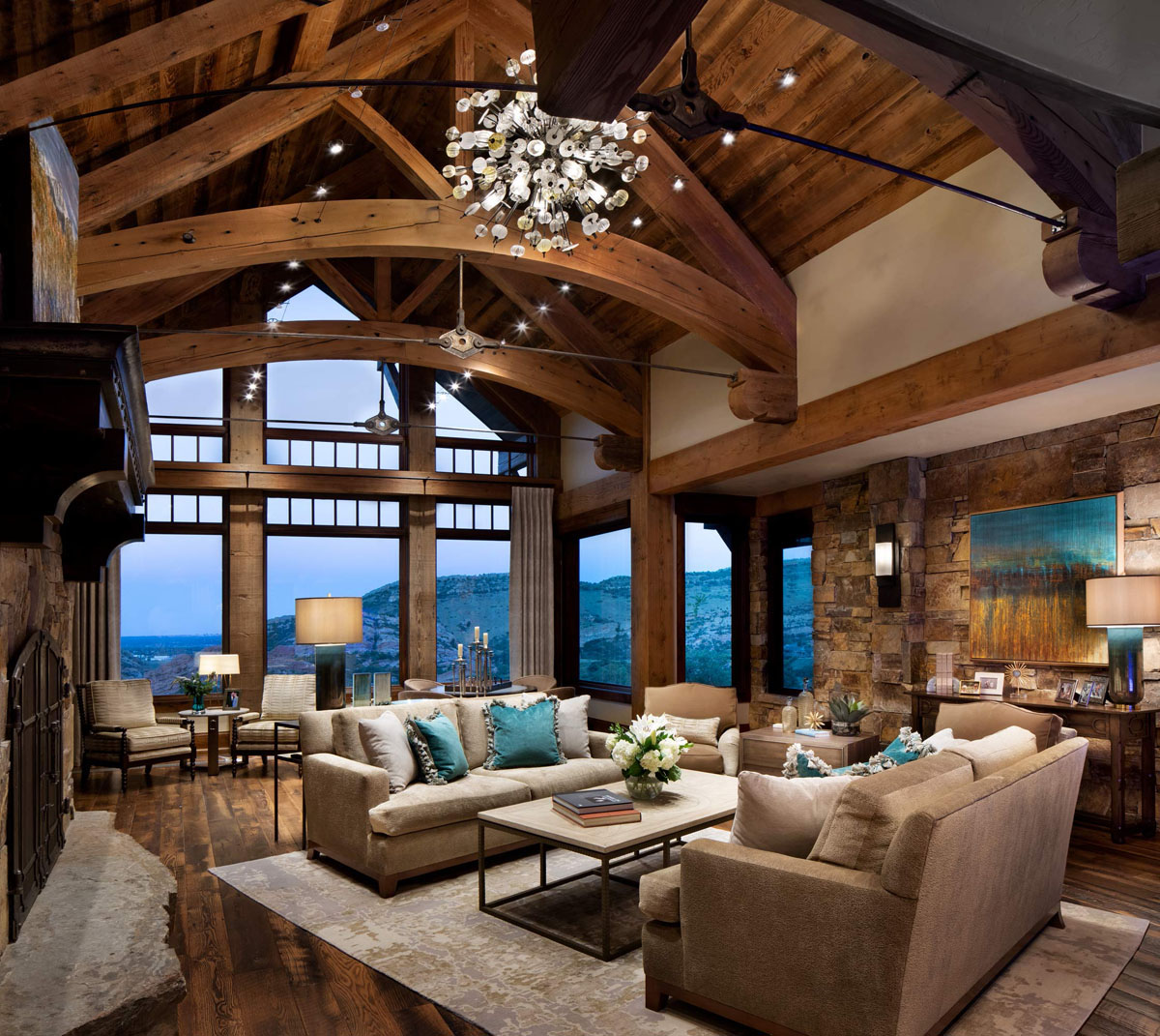Timber Framed Living Room with View