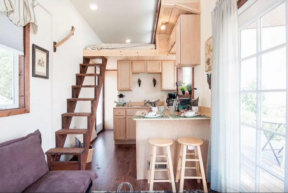 Tiny House Spacious Kitchen and Stairs