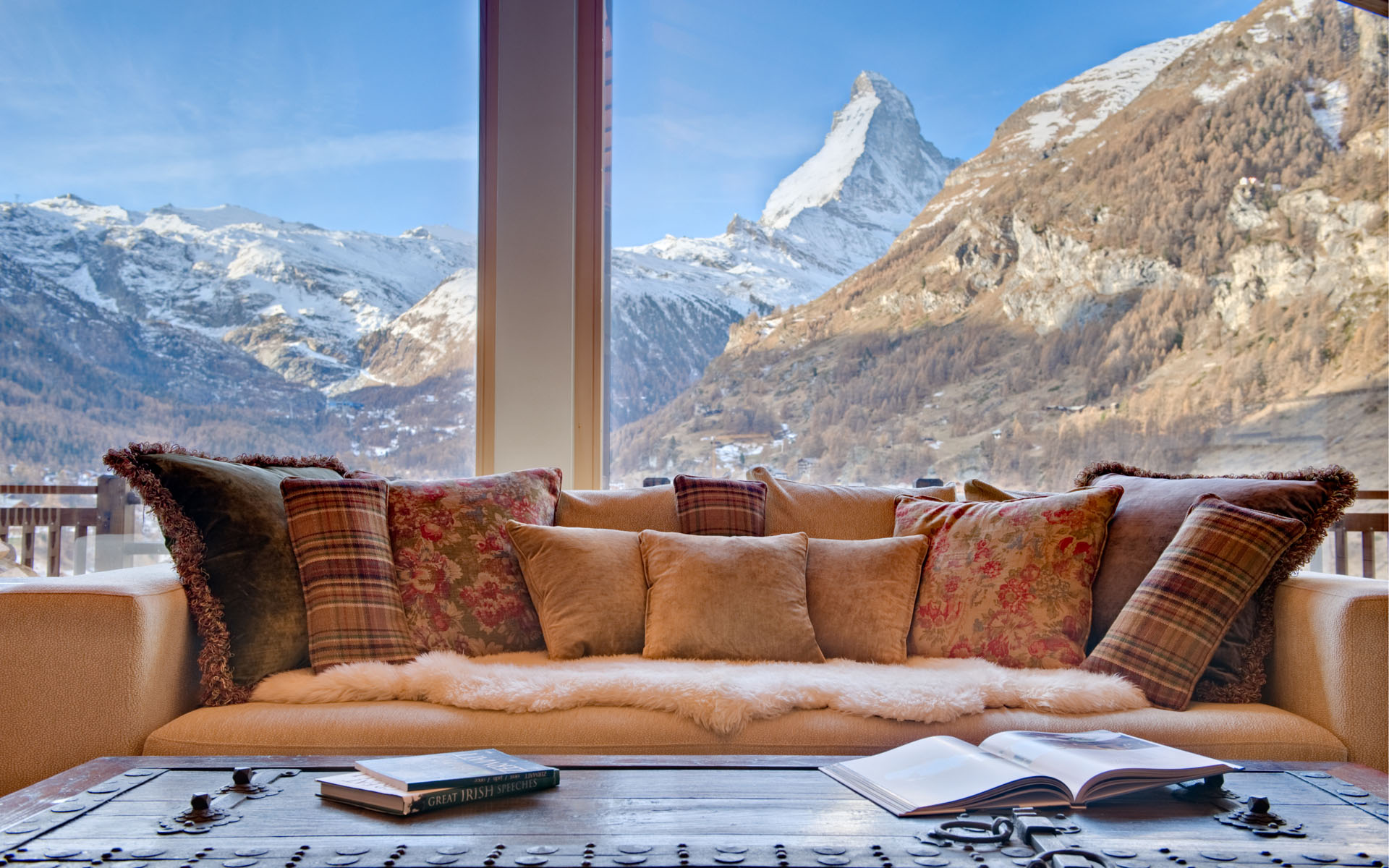 Living Room View of Matterhorn Swiss Mountain